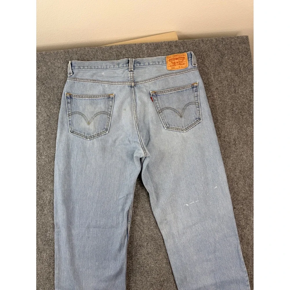 Levis 550 Relaxed Fit Mens Jeans 36x34 Light Wash Blue Cotton Denim‎ 550-0261